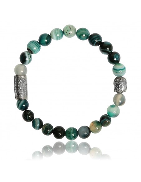 Bracelet Agate Verte et Bouddha