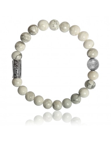 Bracelet  Howlite Blanche et Talisman Prospérité