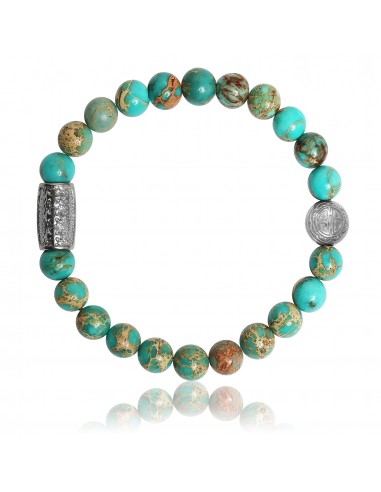 Bracelet Jaspe de mer turquoise et Talisman