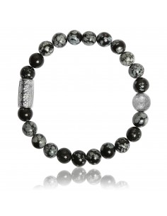 Bracelet Obsidienne Flocon de Neige et Talisman