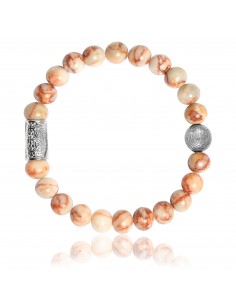 Bracelet Jaspe Marbré Beige et Talisman