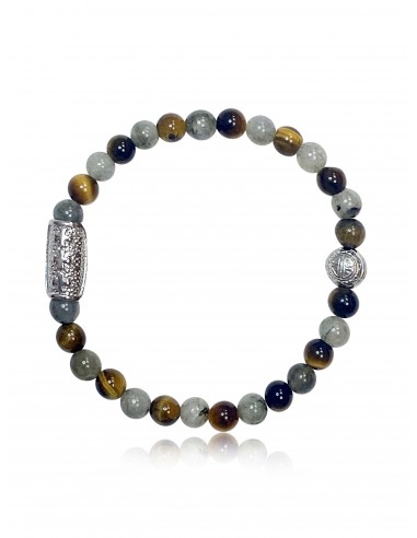 Bracelet 6 mm Labradorite / Oeil de Tigre et Prospérité