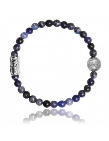 Bracelet 6 mm Sodalite Africaine et Talisman de Prospérité