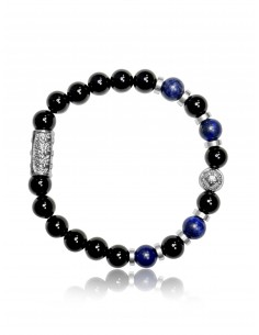 Bracelet Agate Noire / Lapis Lazuli et Talisman