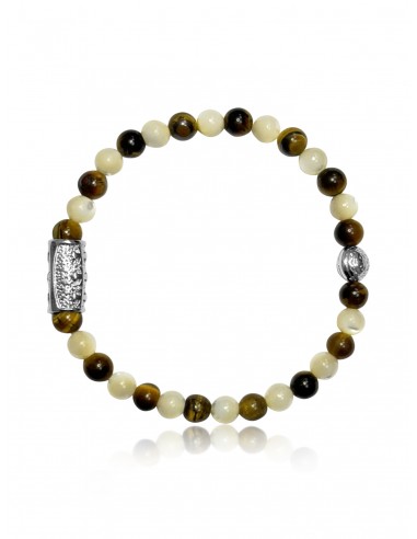 Bracelet 6 mm  Nacre / Oeil de Tigre