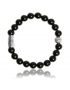 Bracelet Black Agate Stone and Prosperity