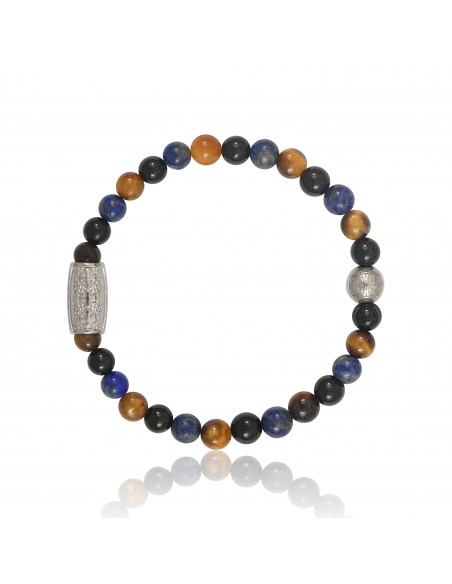 Bracelet 6 mm Black Agate / Lapis Lazuli / Tiger Eye