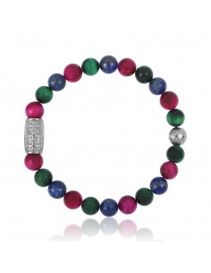 Bracelet  Oeil de Tigre Rose / Oeil de Tigre Vert / Lapsi Lazuli et prospérité