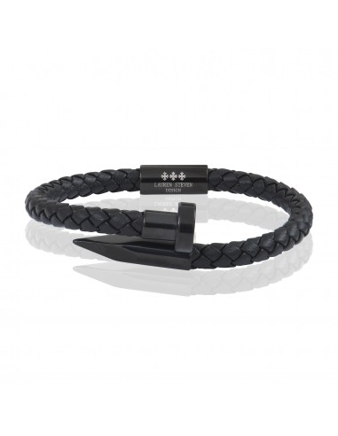 Bracelet Cuir Tressé et motif clou noir